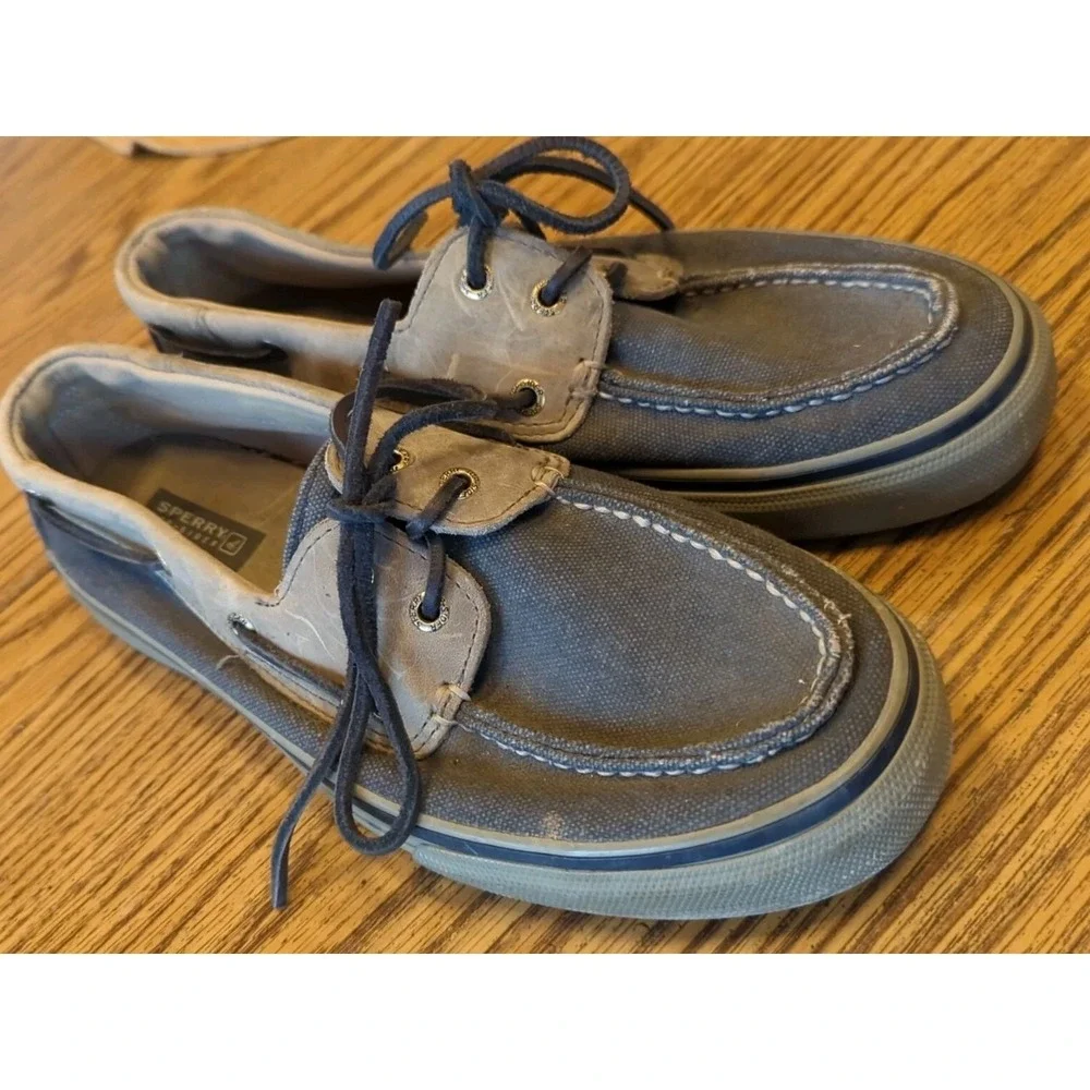 Sperry Shoes Mens 10 M Halyard Casual Two Eye Lace Up‎ Boat Gray Blue Fabric